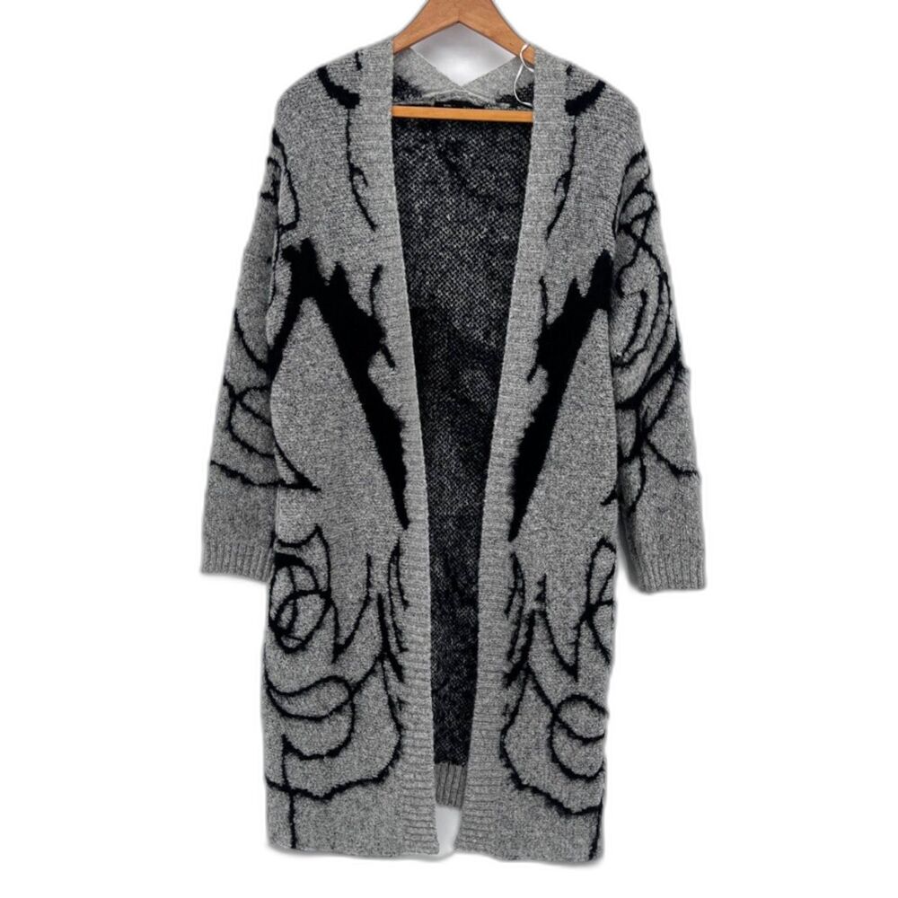 Romeo & Juliet Couture Abstract Witchy Cozy Knit Longline Cardigan Size MD